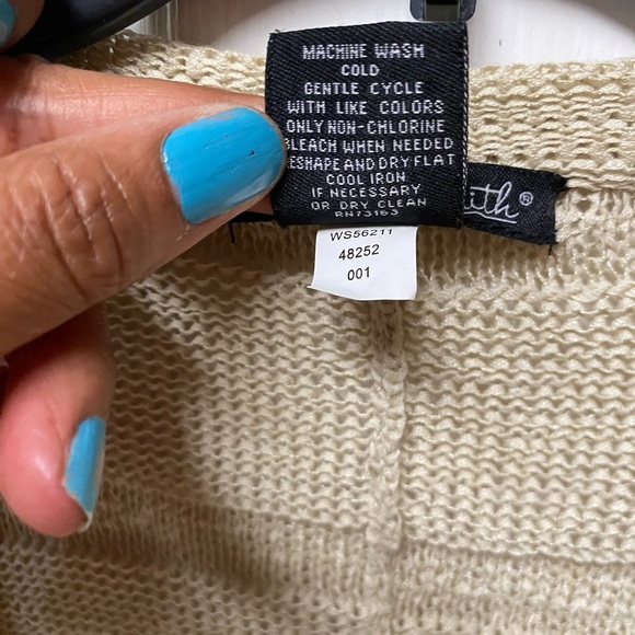 Willi Smith Ivory Open Front Delicate Crochet Style Cardigan Knit Sweater S - Picture 4 of 7